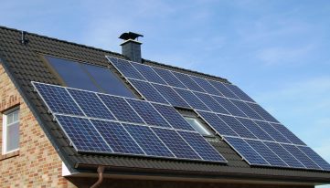 Solar photo-voltaic panels on a roof